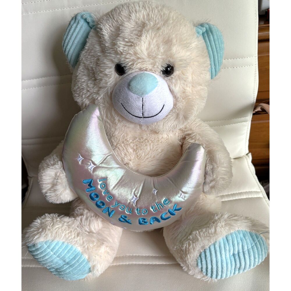 16" Baby Boy Teddy Bear Plush Moon & Back Nursery Blue Cream Stuffed Animal